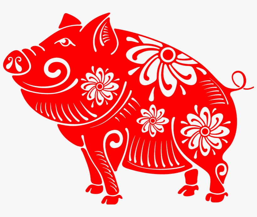 Lovely Fortune Paper Cut Pig 2019 Vector - Chinese Paper Cutting Pig, transparent png #7869561