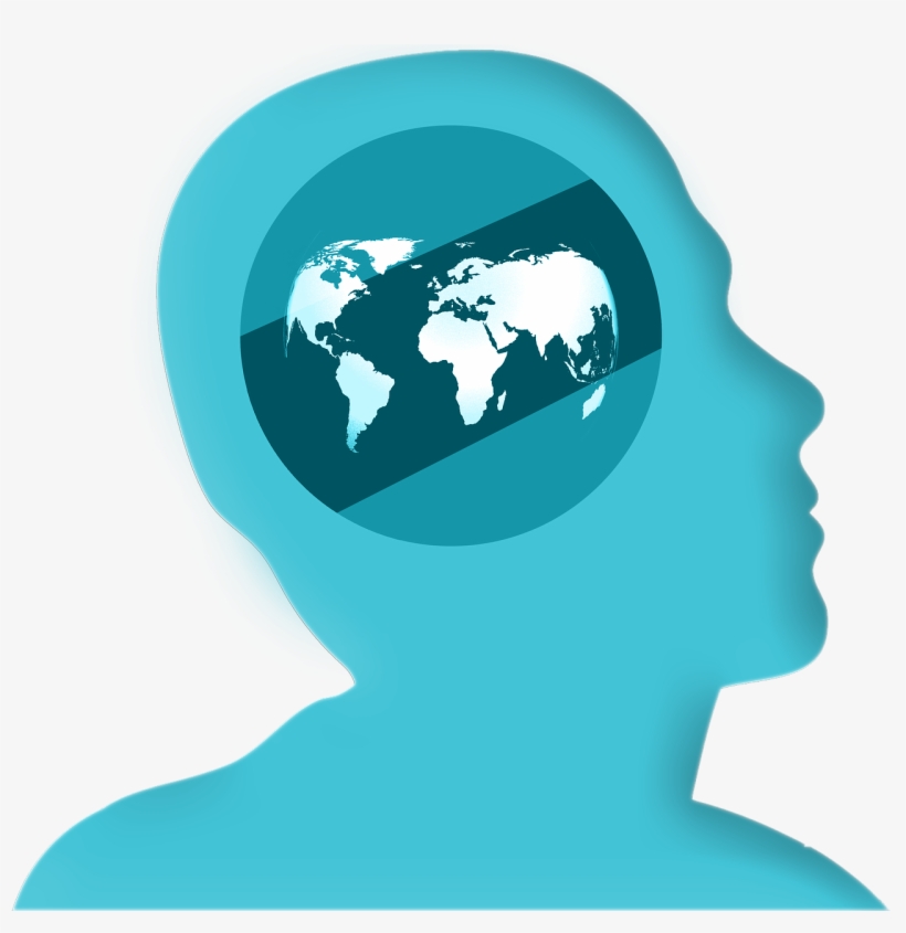 Icon Head Profile Globe Transparent Image - World Map Blue And White, transparent png #7870170