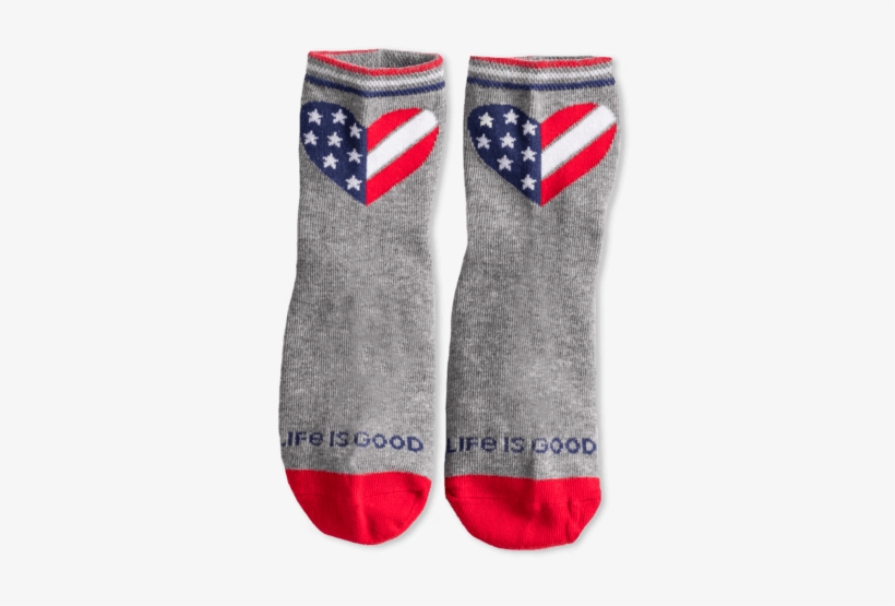 Girls Stars & Stripes Heart Quarter Socks - Hockey Sock, transparent png #7873398