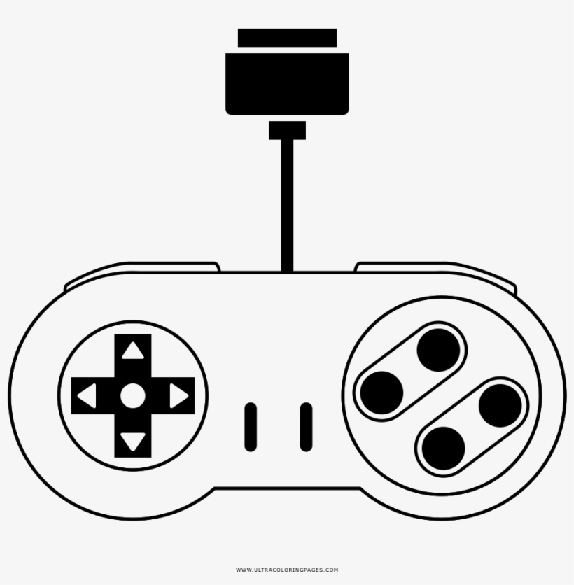 Super Nintendo Controller Coloring Page - Game Controller, transparent png #7874348