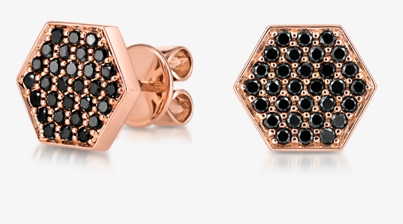 Hexagon Stud Black Web V=1544551993 - Earrings, transparent png #7875549