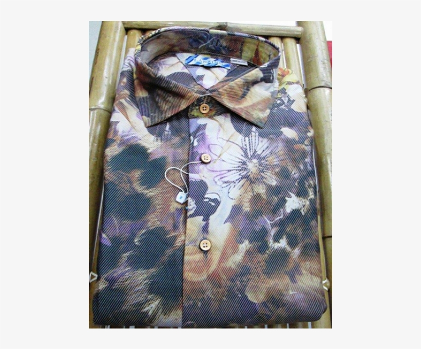 Lanzino -grey Black Floral Print Shirt - Button, transparent png #7876446