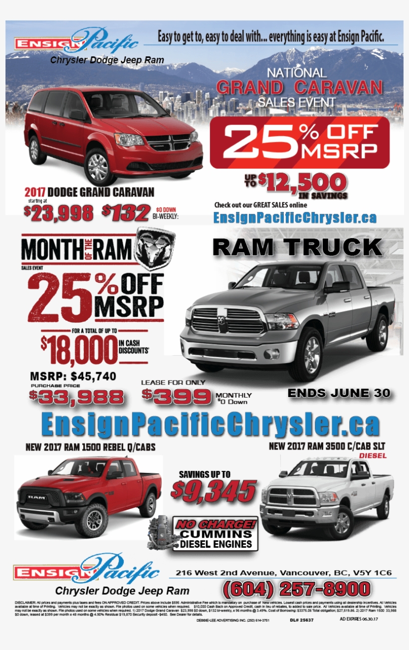 Ensign Pacific Chrysler June 1-8 - Sport Utility Vehicle, transparent png #7878108