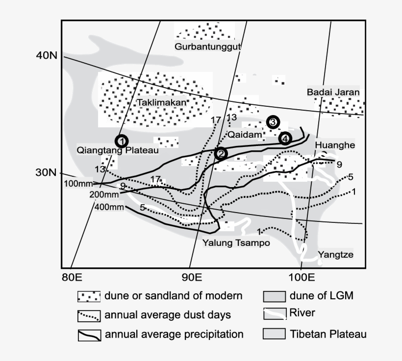 Distribution Of The Modern And Last Glacial Sand Dunes, - Line Art, transparent png #7879391