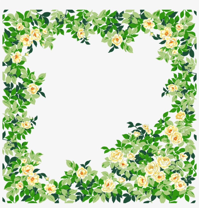 Green And Yellow Flowers Border, transparent png #7880004
