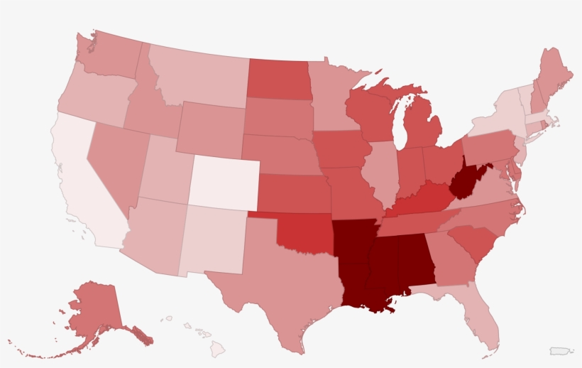 Open - Cdc Obesity Map 2018, transparent png #7881535
