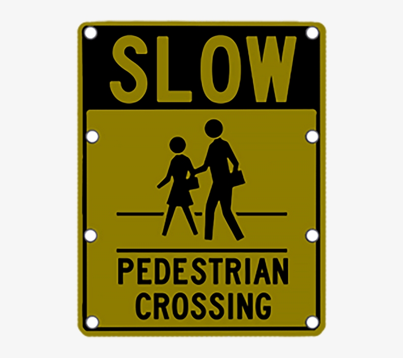 Ts40 Flashing Slow Pedestrian Crossing Sign Night - School Crossing Sign, transparent png #7881914