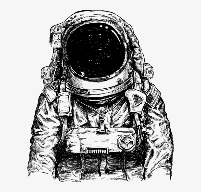Detailed Pencil Drawing Of Astronaut Suit - Skull Astronaut, transparent png #7882366