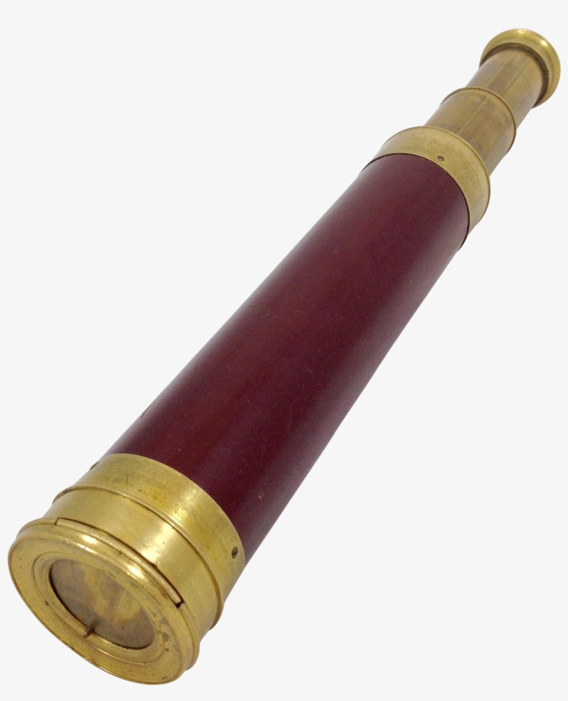 Mahogany And Brass Collapsible Telescope Spyglass C - Monocular, transparent png #7886698