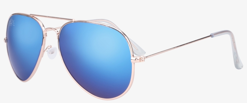 Sunkissed Aviator Sunglasses, Gold Frame With Blue - Reflection, transparent png #7895470