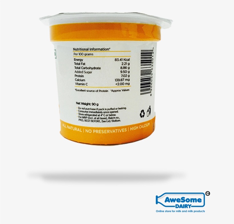 Awesome Dairy Epigamia Greek Yogurt Alphonso Mango - Label, transparent png #7895919