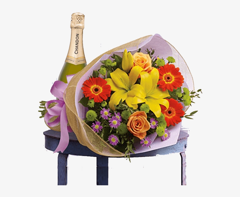 Flowers And Champagne Bright Lights - Bouquet, transparent png #7896614