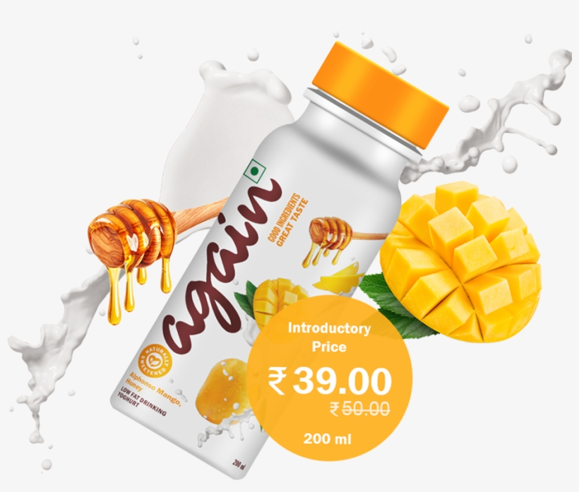 Again Low Fat Drinking Yoghurt With Alphone Mango, - Illustration, transparent png #7896846