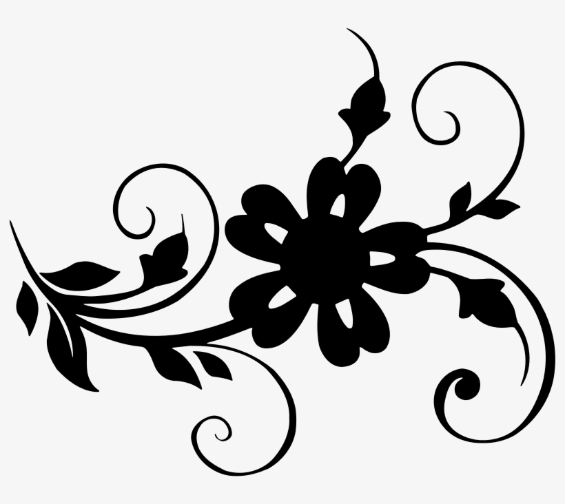 Medium Image - Flower Leaf Clipart Black And White, transparent png #7898016