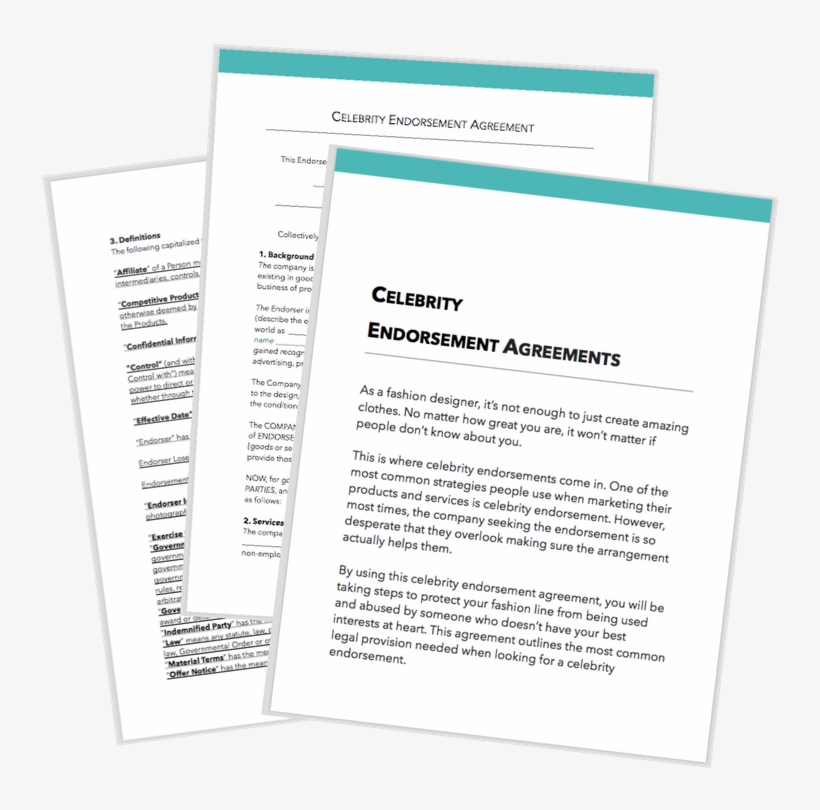 Celebrity Endorsement Agreement For Fashion Designers - Document, transparent png #7898268