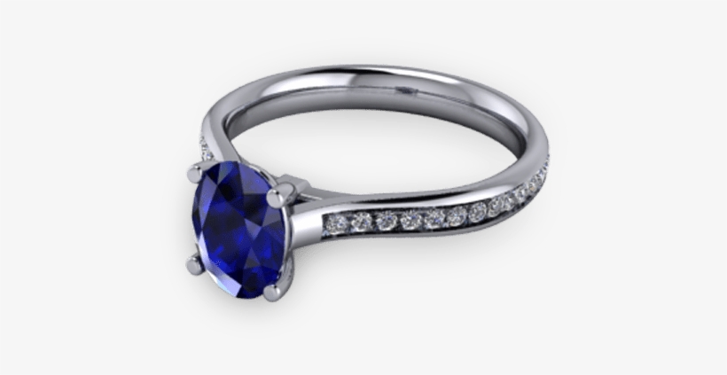 Oval Sapphire Commitment Ring With Accent Set Shoulders - Ring, transparent png #791121