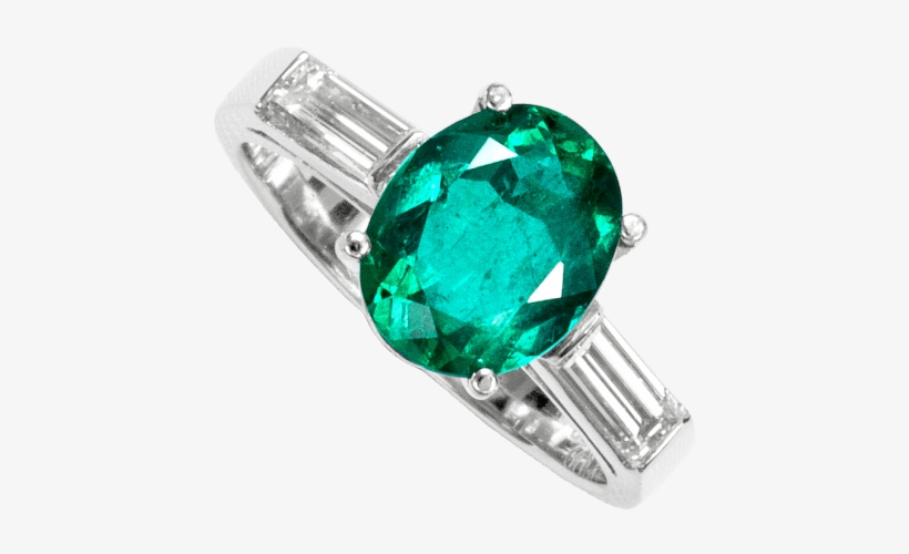 Colombian Emerald Ring Baguette Oval Shape Lee Wasson - Diamond, transparent png #791280