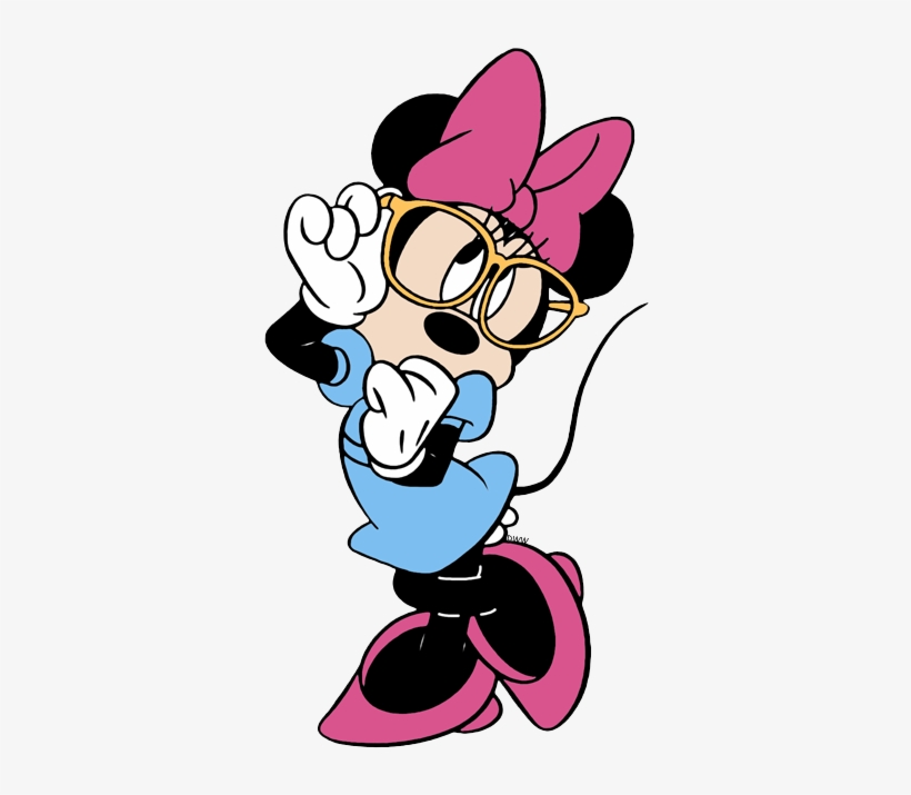 Minnie Showing Some Good Style With A Pair Of Glasses - Minnie Mouse Wearing Glasses, transparent png #792534