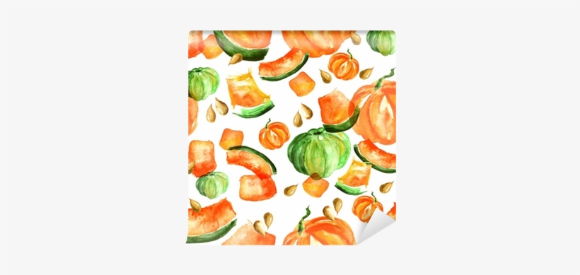 The Pattern Of A Set Of Gourd, Pumpkin Pieces, Watercolors - Wallpaper, transparent png #794786