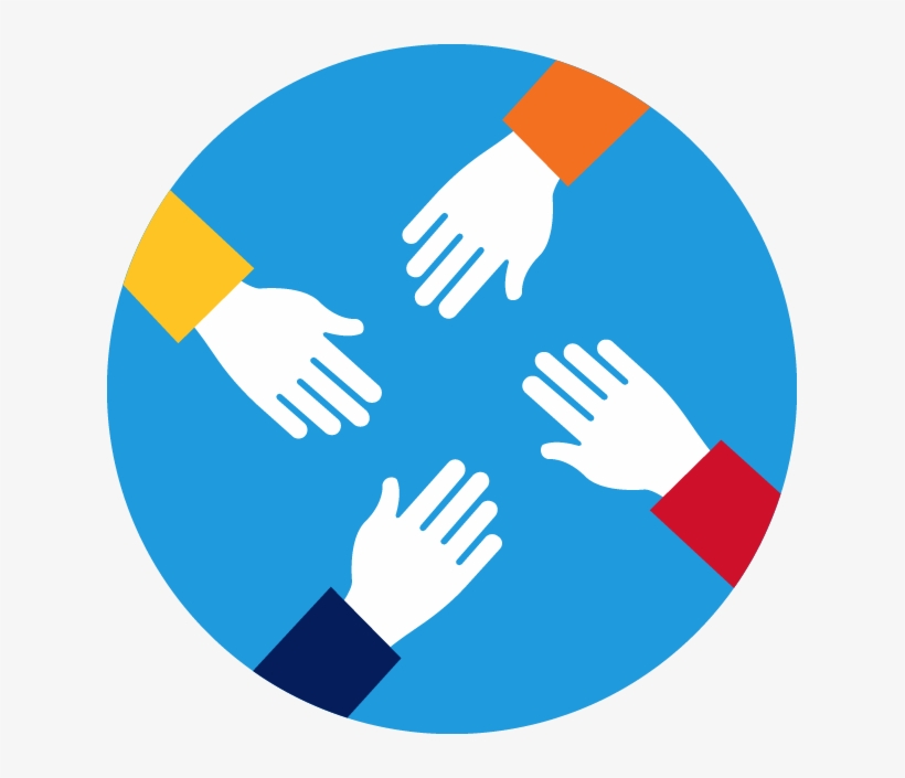 Icon Showing Four Hands Reaching Into Center - Team Work Vector Png, transparent png #795557