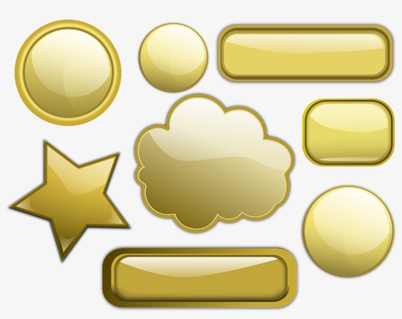 Gold, Glossy, Badges, Clouds, Speech Bubble - Buttons Gold Png, transparent png #795930