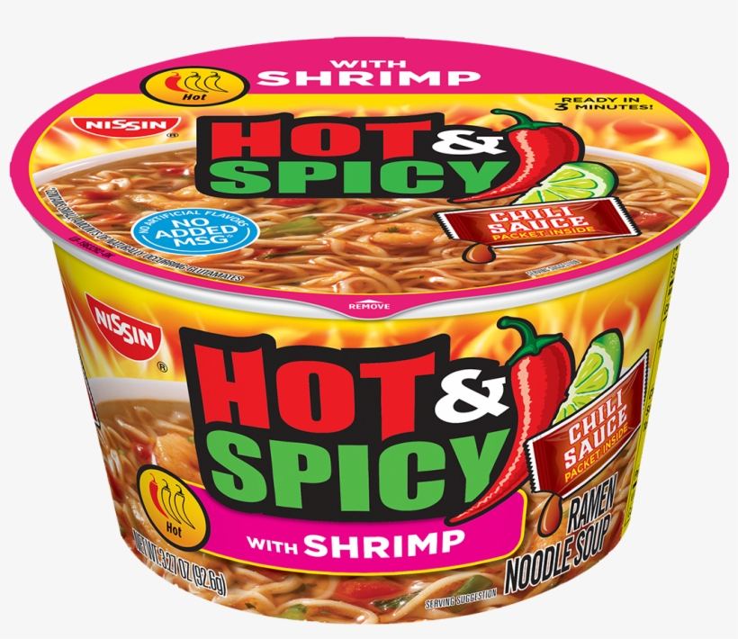 Nissin Bowl Noodles Hot And Spicy Shrimp Flavor - Cup Of Noodles Spicy, transparent png #795995