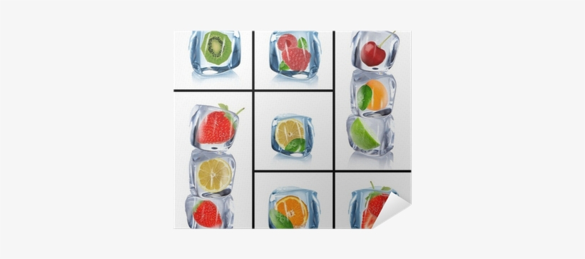 Collection Of Ice Cubes With Frozen Fruits Poster • - Collection Of Ice Cubes With Frozen Shower Curtain, transparent png #797691