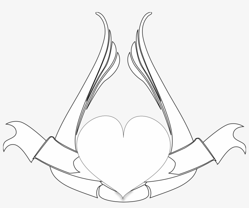 Black Heart With Wings Clipart - Drawing, transparent png #798209
