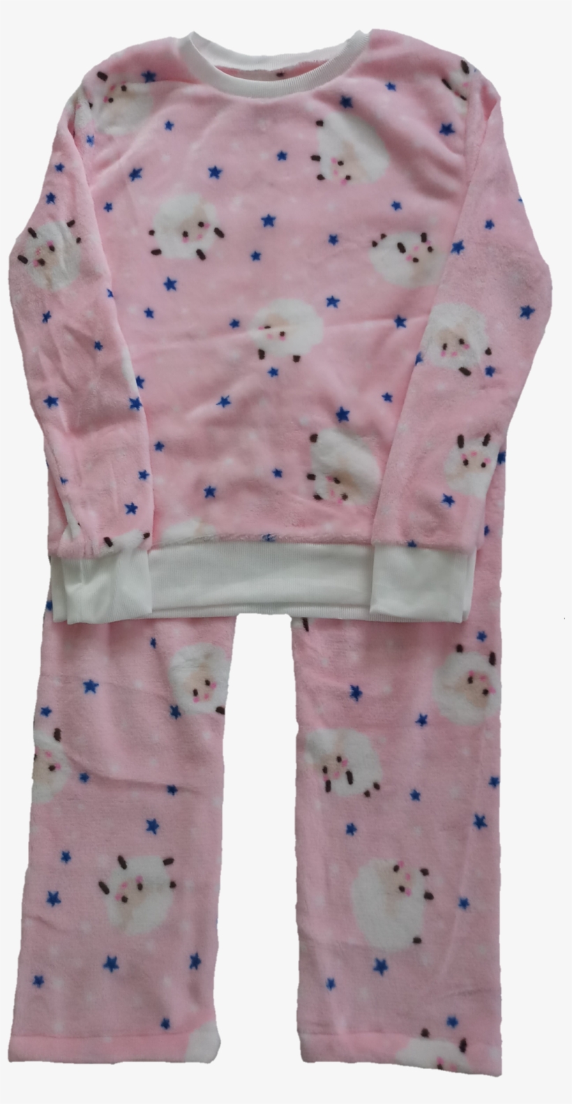 Cute Sheep Printed Plush Pajama Set - Pajamas, transparent png #7902195