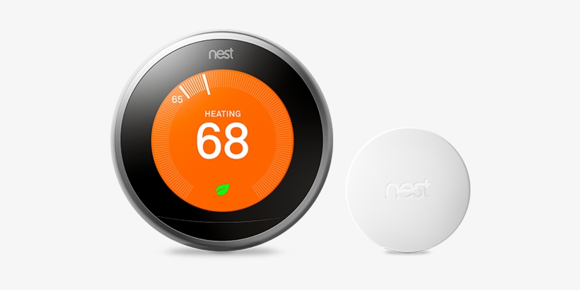 Nest Learning Thermostat With Temperature Sensor - Circle, transparent png #7903879