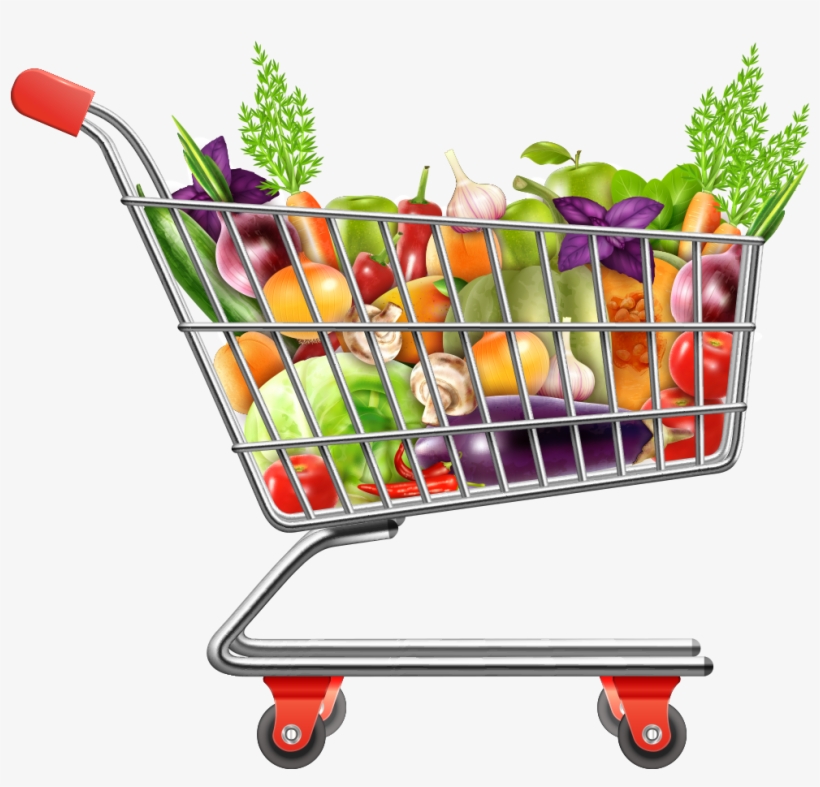 Vegetable Clipart Supermarket - Shopping Cart Png, transparent png #7904538