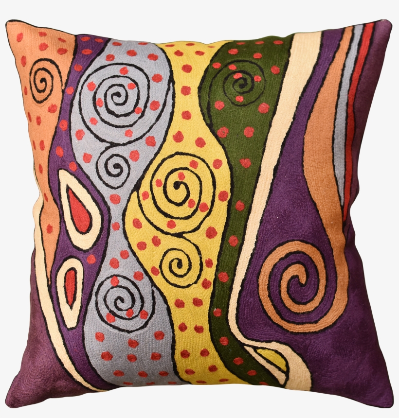 Klimt Purple Night Sky Ii Accent Pillow Cover Handembroidered - Cushion, transparent png #7912542