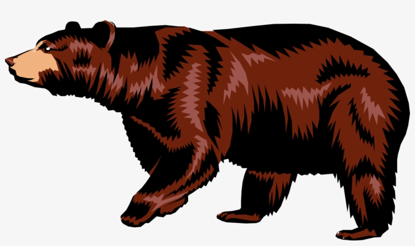 Vector Illustration Of Large Brown Bear Walking - Grizzly Bear, transparent png #7914223