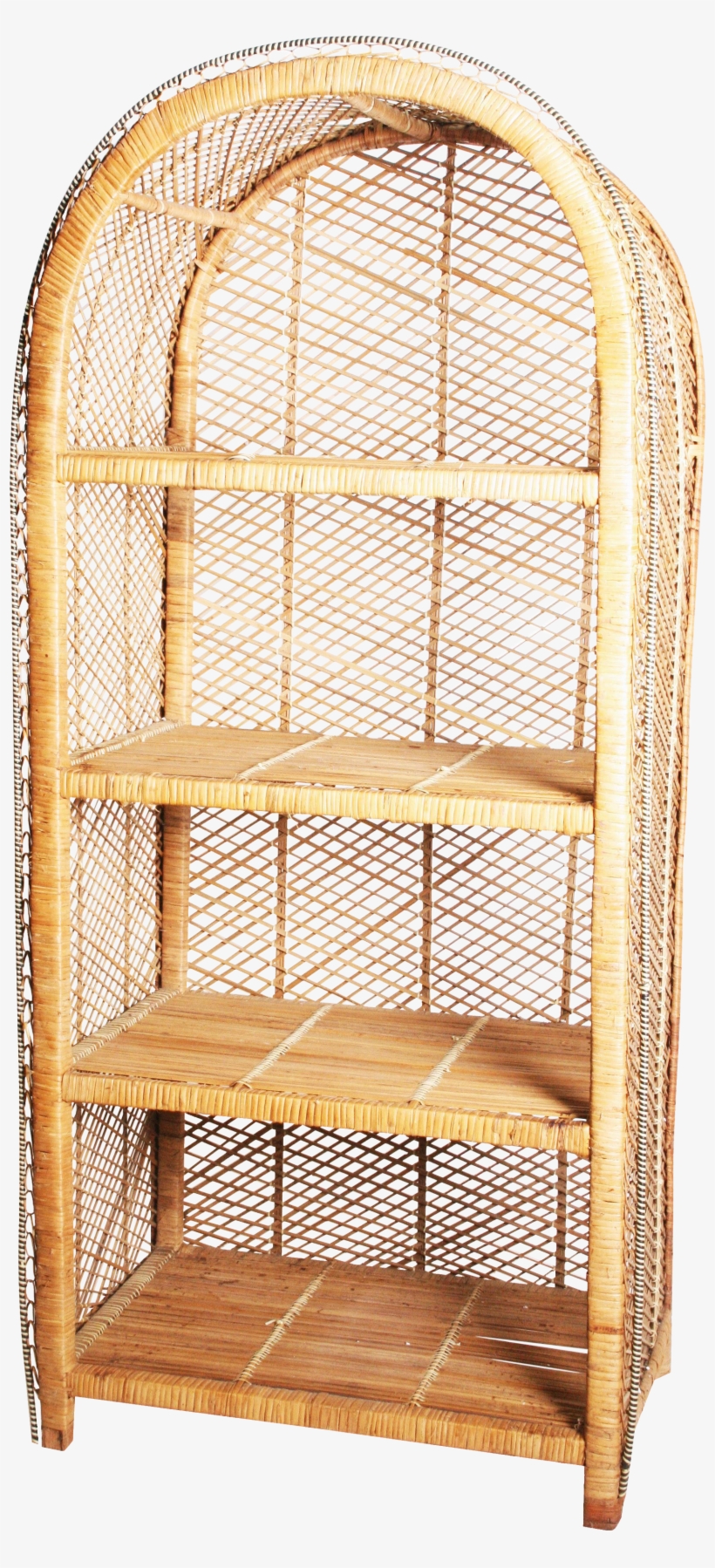 Vintage Boho Chic Wicker Bookcase With Dome - Shelf, transparent png #7914987
