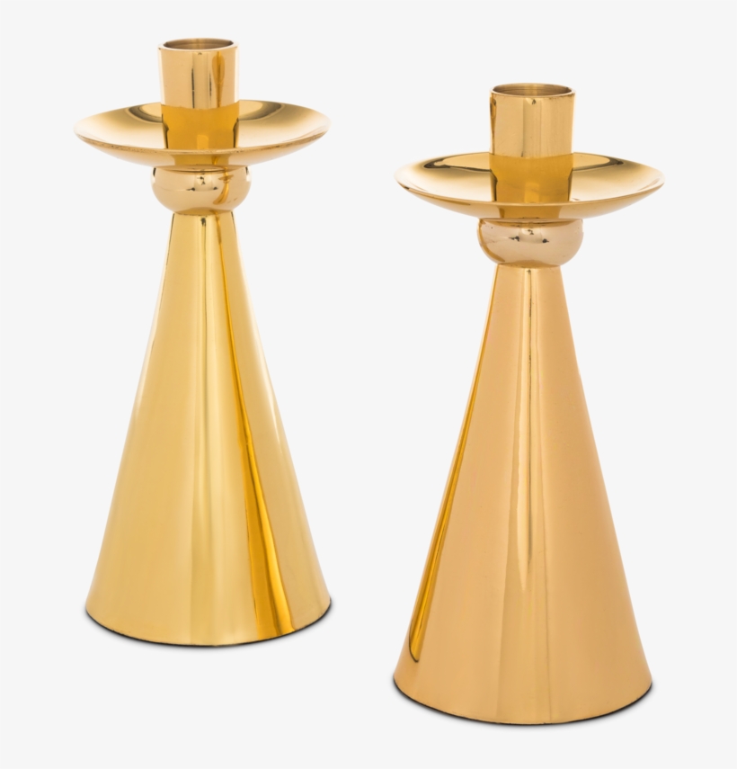 Brass Candlestick Pair - Brass, transparent png #7916506
