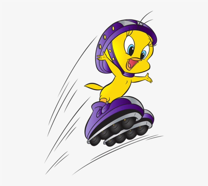 Free Png Download Tweety With Roller Skates Clipart - Cartoon Roller Skating, transparent png #7917216