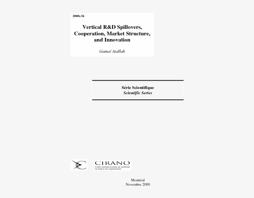 Vertical R&d Spillovers, Cooperation, Market Structure, - Document, transparent png #7917430