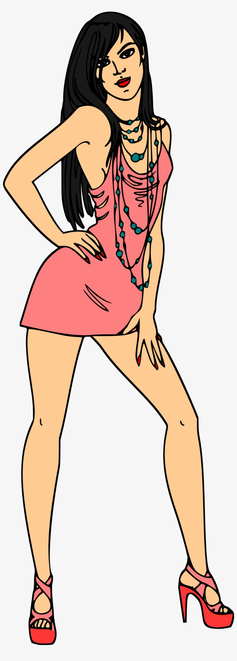 This Free Icons Png Design Of Woman In Short Pink Dress, transparent png #7919149