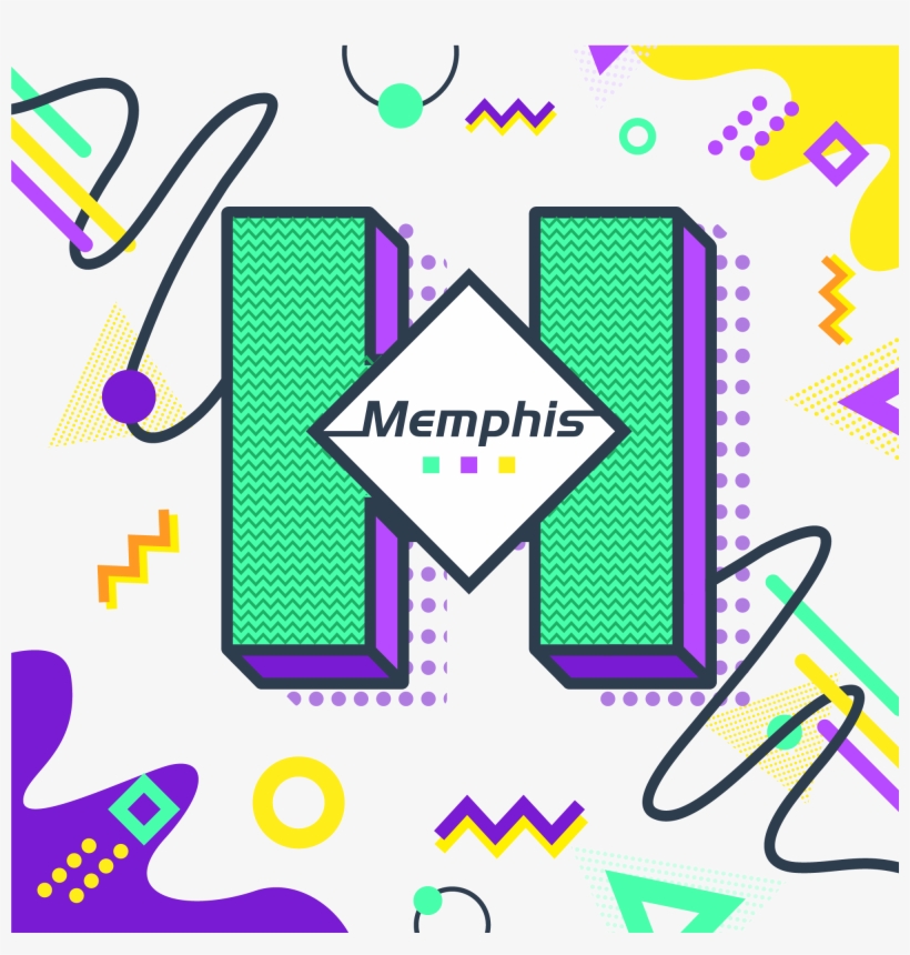 Curve Complementary Color Memphis Art Nouveau Vector - Vector Graphics, transparent png #7919750