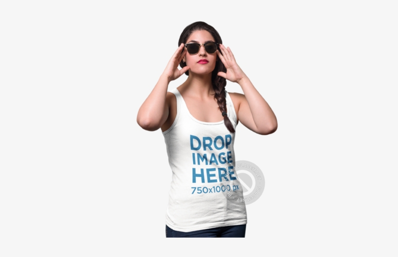 Png Mockup Of A Young Woman Wearing A Tank Top And - Girl, transparent png #7919762