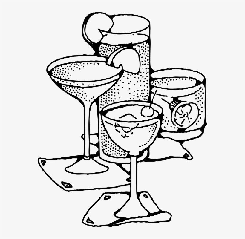 Cocktail, Mixed Drink, Cocktail Glasses, Coctail Glass - Drinks Black And White, transparent png #7920512