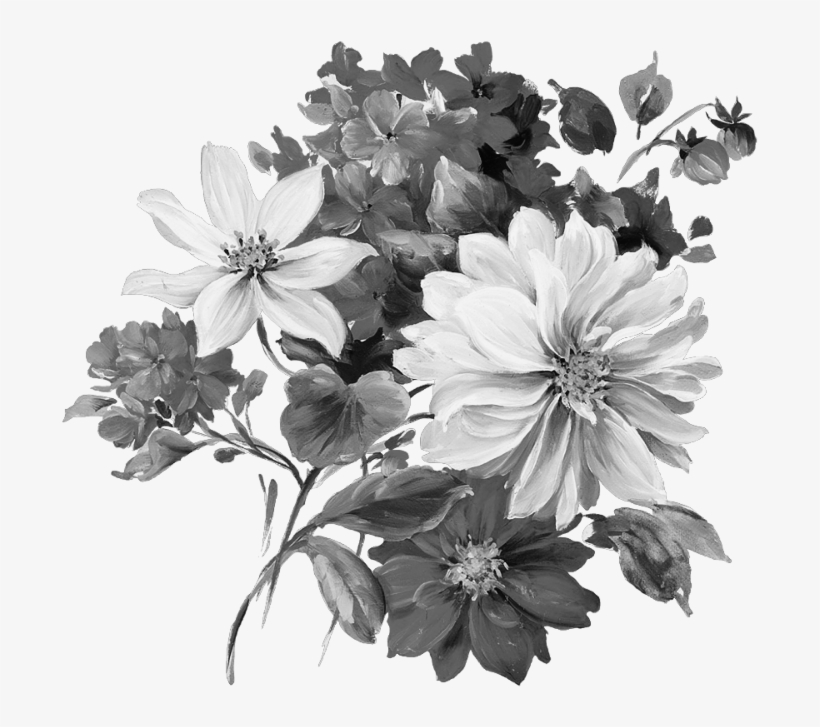 Grey Flower Png - - Png Transparent Flower Painting Png, transparent png #7921113