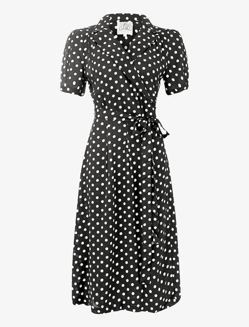 "peggy" Wrap Dress In Black With White Polka Dot, Classic - Vestidos De Lunares Para Damas, transparent png #7923531
