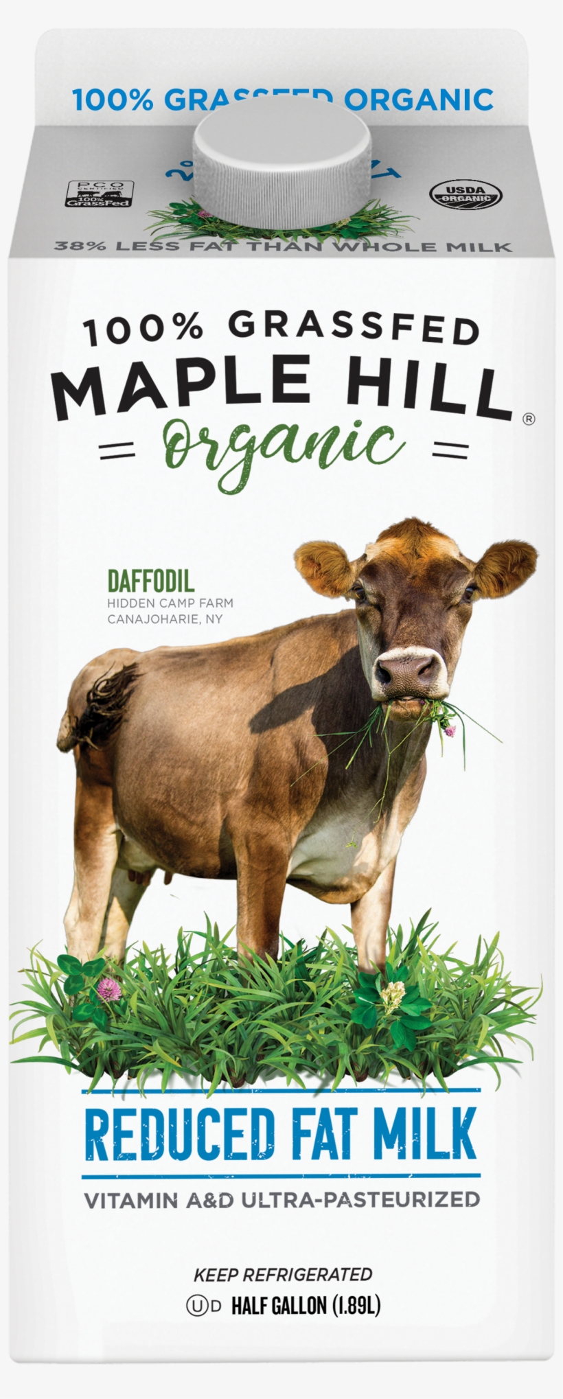 Organic Reduced Fat Milk - Maple Hill Grass Fed Milk, transparent png #7925990