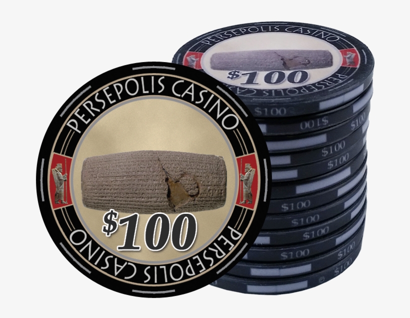 Persepolis Casino Black $100 Ceramic Poker Chip - Poker, transparent png #7927582