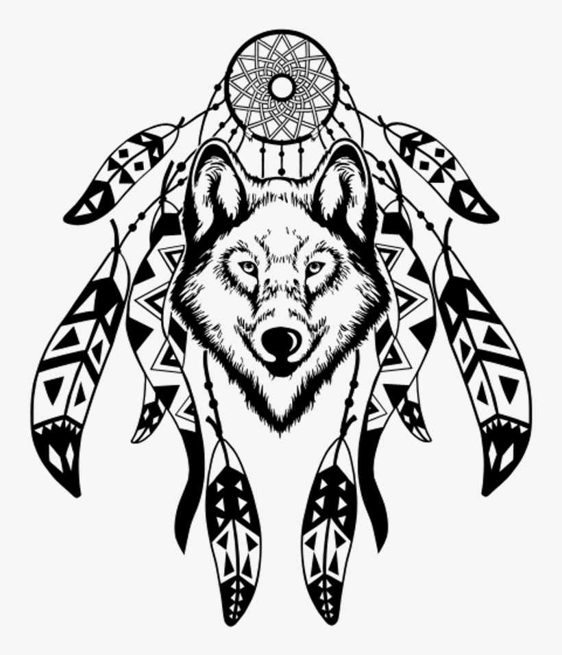 Tattoo Sticker - Dream Catcher With Wolf, transparent png #7930048