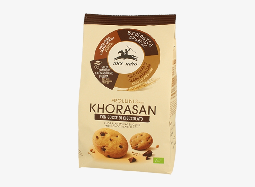 Organic Khorasan Wheat Biscuits With Chocolate Chips - Frollini Cacao Alce Nero, transparent png #7931865