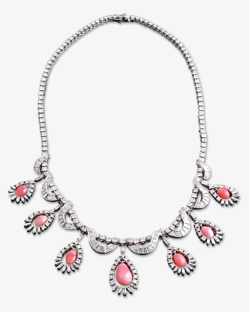 Conch Pearl & Diamond Necklace - Necklace, transparent png #7932962