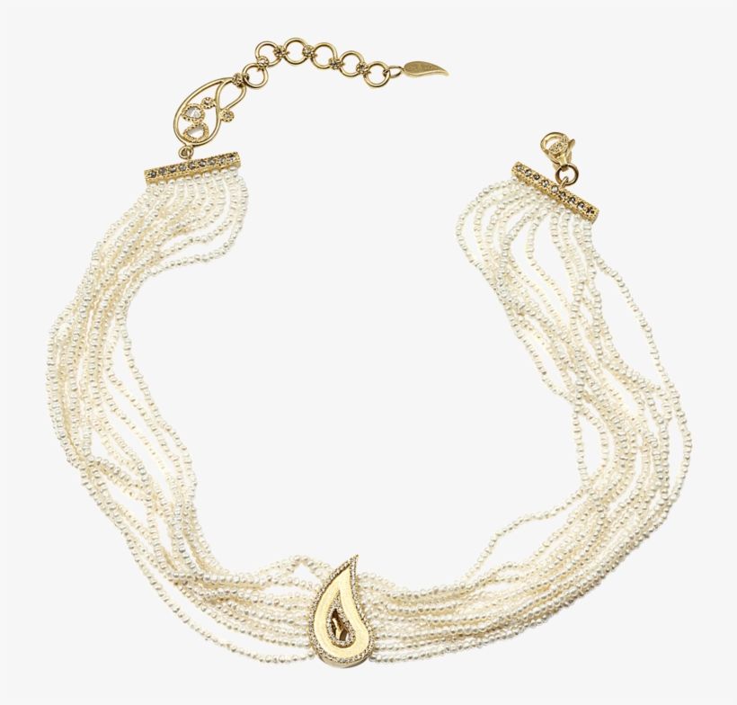 20k Vitality Paisley Pearl And Diamond Necklace - Necklace, transparent png #7934187
