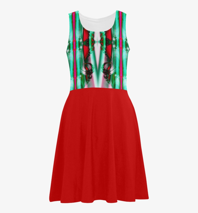 Red & Green Christmas Ribbons Atalanta Sundress - Day Dress, transparent png #7935045